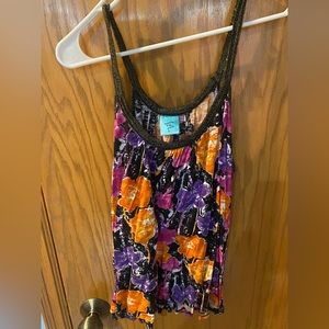 Purple and orange flowered tank